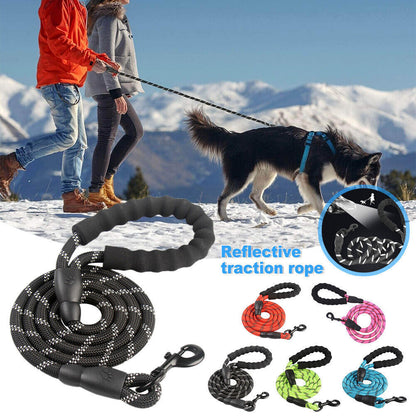 Extra Strong Reflective Rope Dog Lead with Foam Padded Handle Leash 5Ft 150Cm