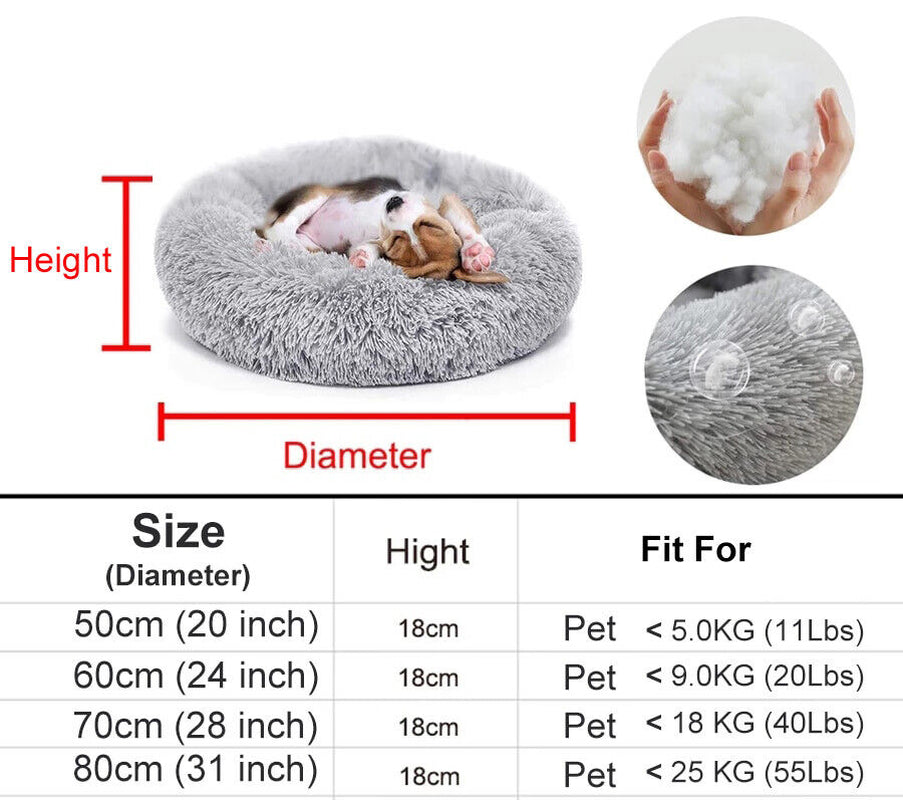 Dog Bed Donut Soft Large Plush Cat Beds for Calming Pet anti Anxiety Washable Xl