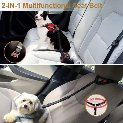 Pet Car Seat Belt Restraint Adjustable Puppy Safety Elastic Bungee Connect Dog Harness in Vehicle Travel Dog Reflective Leash