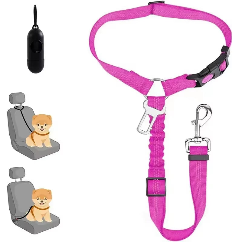 Pet Car Seat Belt Restraint Adjustable Puppy Safety Elastic Bungee Connect Dog Harness in Vehicle Travel Dog Reflective Leash