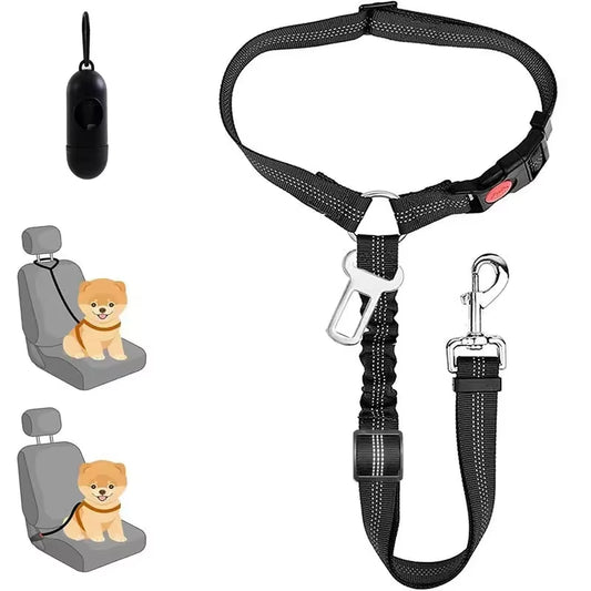 Pet Car Seat Belt Restraint Adjustable Puppy Safety Elastic Bungee Connect Dog Harness in Vehicle Travel Dog Reflective Leash