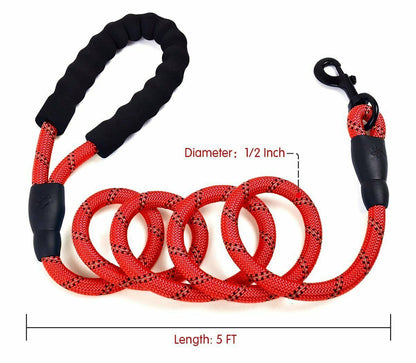 Extra Strong Reflective Rope Dog Lead with Foam Padded Handle Leash 5Ft 150Cm