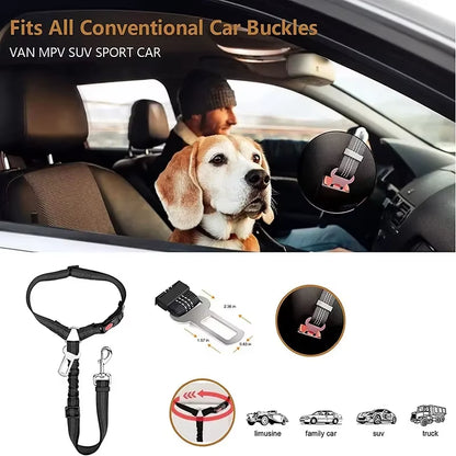 Pet Car Seat Belt Restraint Adjustable Puppy Safety Elastic Bungee Connect Dog Harness in Vehicle Travel Dog Reflective Leash