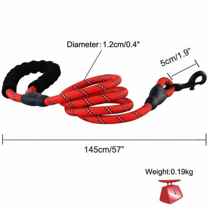 Extra Strong Reflective Rope Dog Lead with Foam Padded Handle Leash 5Ft 150Cm