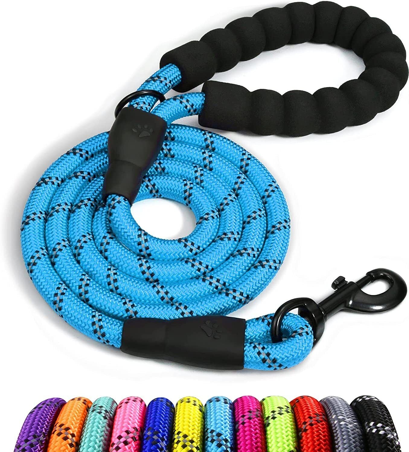 Extra Strong Reflective Rope Dog Lead with Foam Padded Handle Leash 5Ft 150Cm