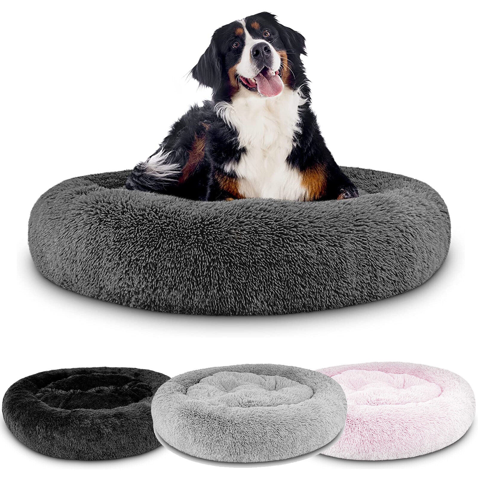 Dog Bed Donut Soft Large Plush Cat Beds for Calming Pet anti Anxiety Washable Xl