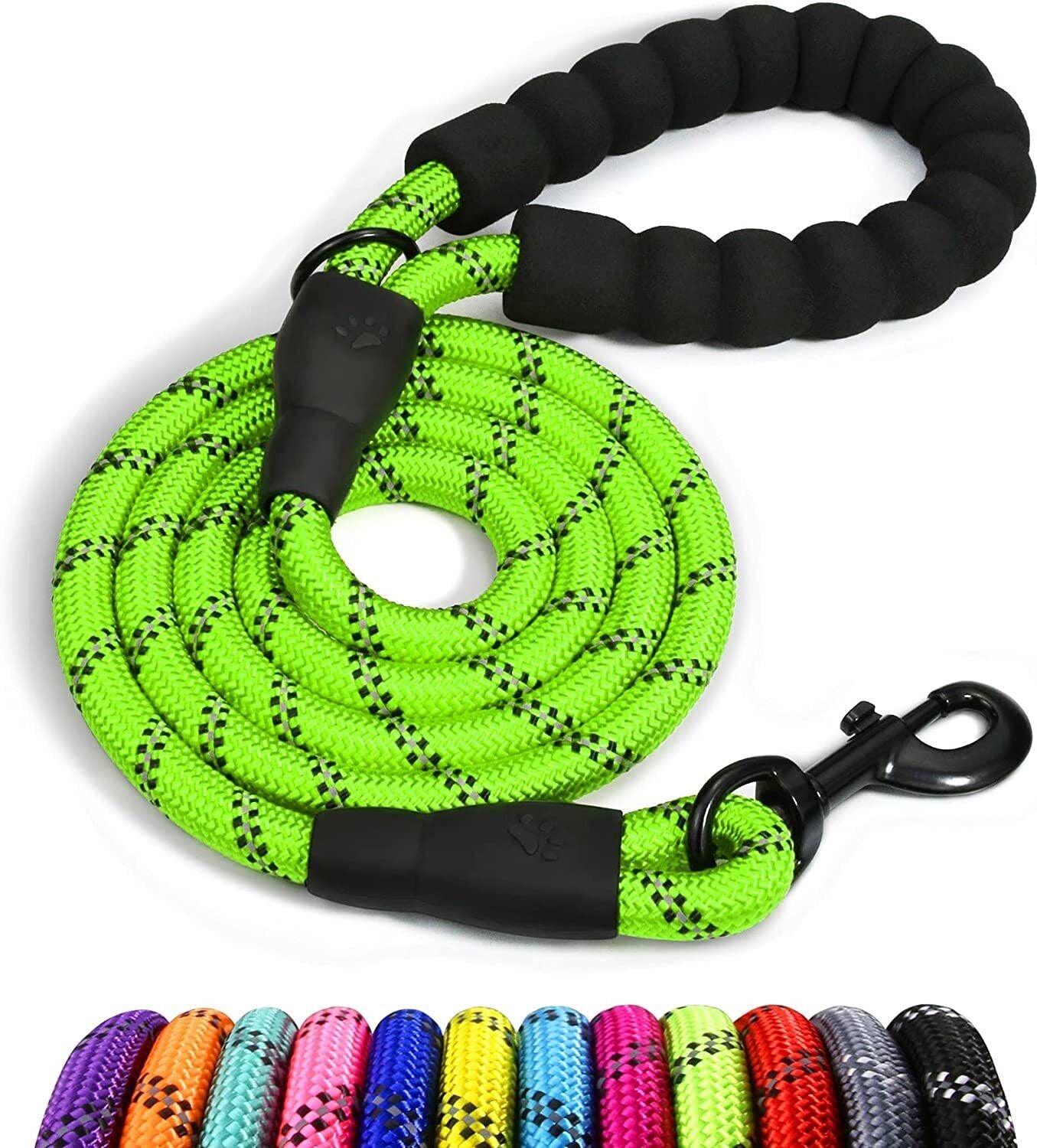 Extra Strong Reflective Rope Dog Lead with Foam Padded Handle Leash 5Ft 150Cm